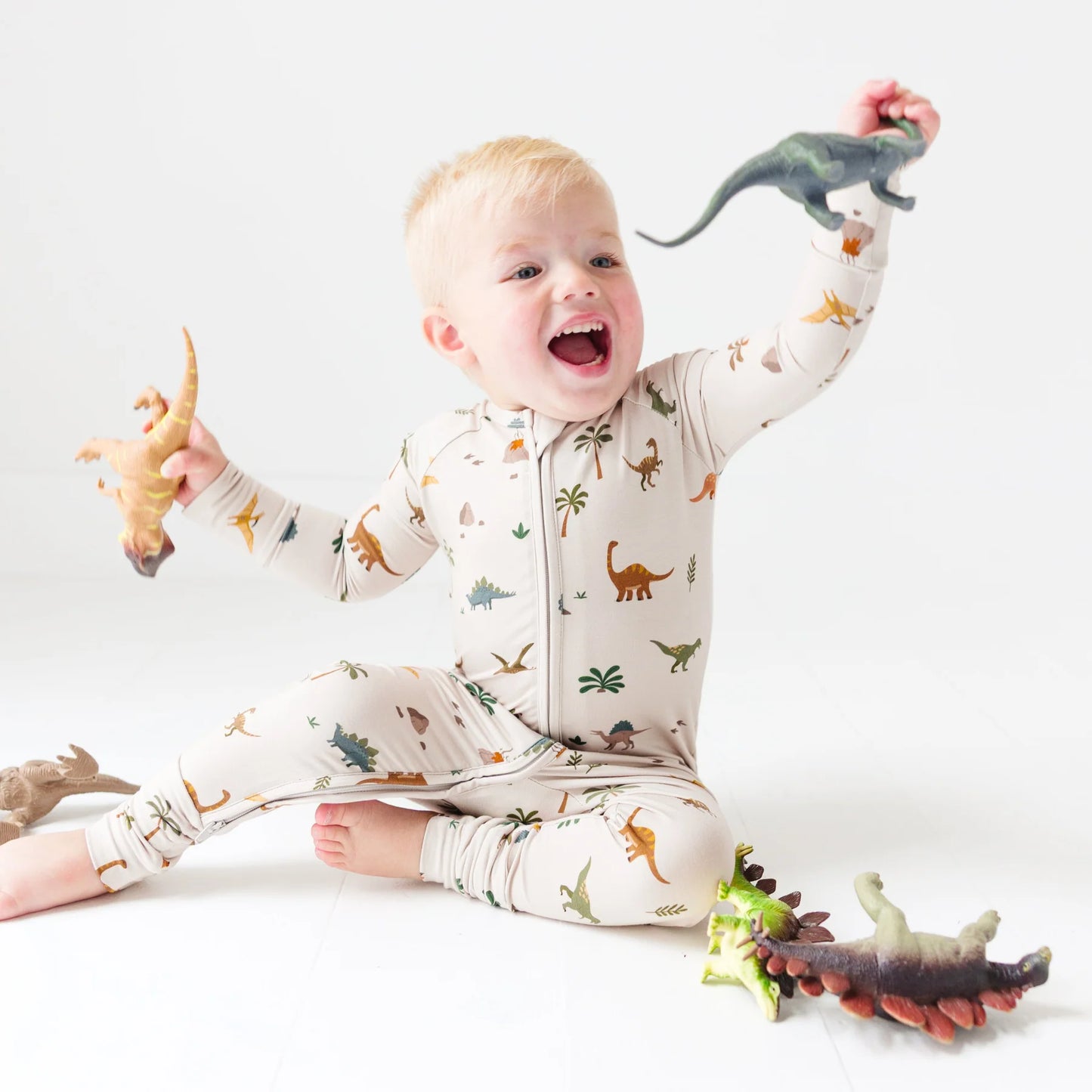 Bamboo Zip Sleeper w/ Fold-Over Feet | Prehistoric Dinosaurs