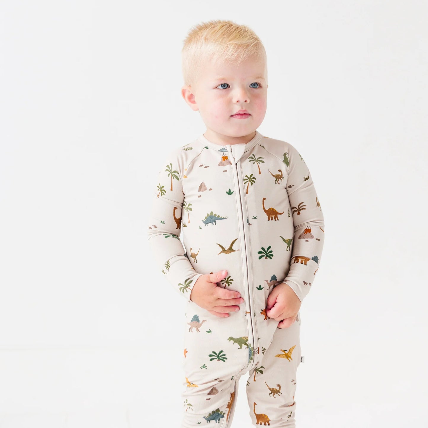 Bamboo Zip Sleeper w/ Fold-Over Feet | Prehistoric Dinosaurs