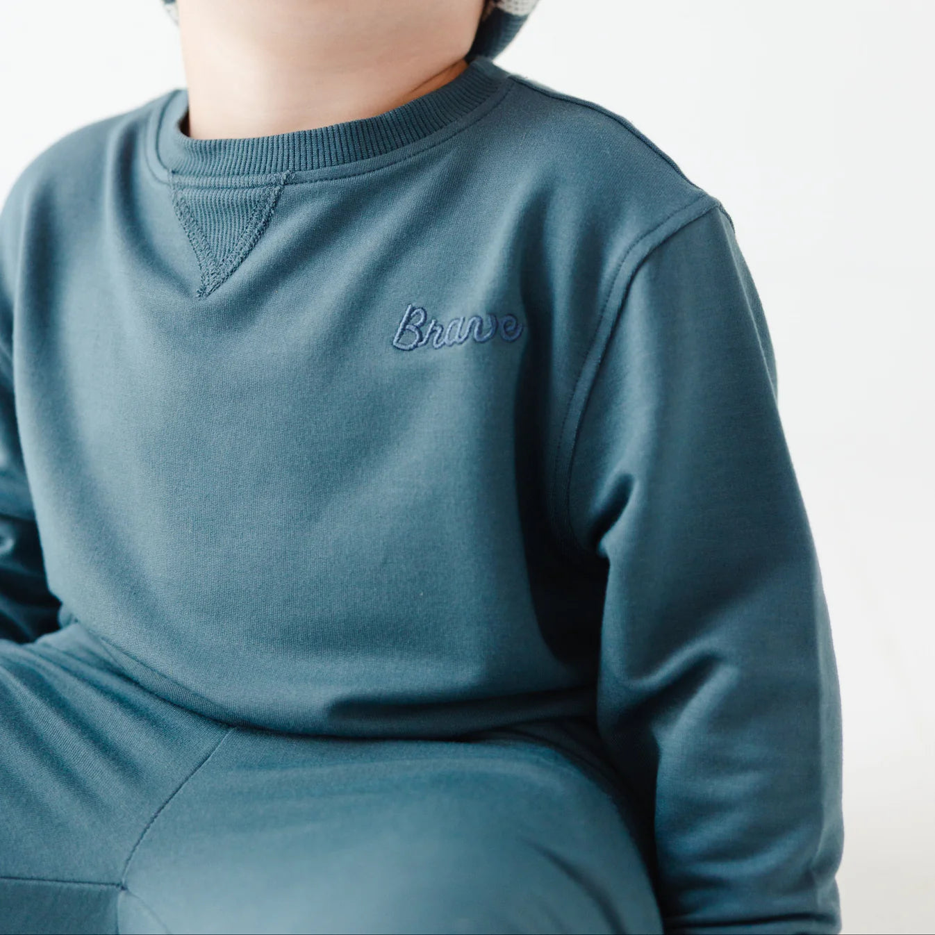 Brave Solid Bamboo French Terry Pullover | Dark Steel Blue