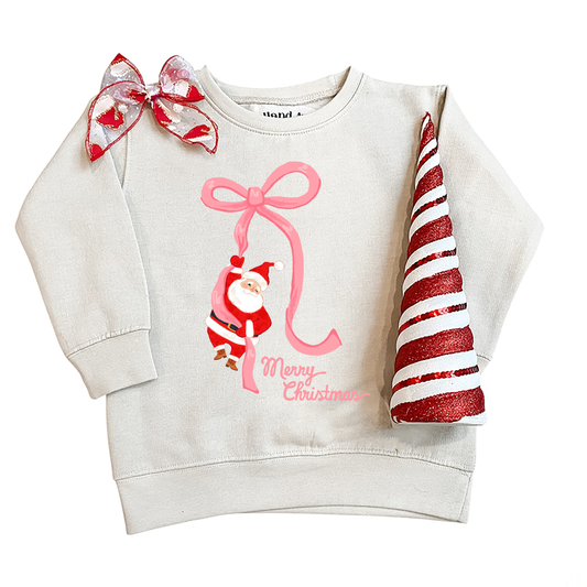 Santa Bow | Holiday Sweatshirt on Oat