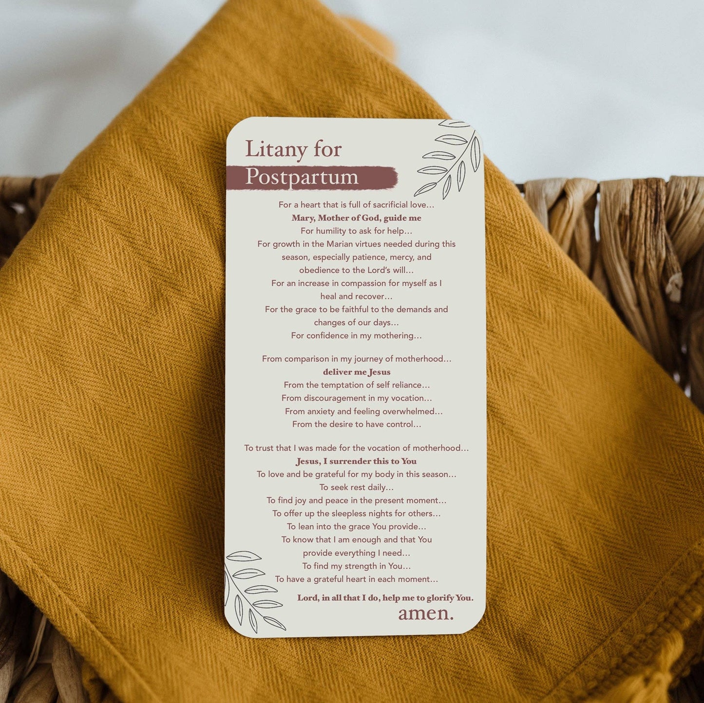 Litany for Postpartum | Prayer Card
