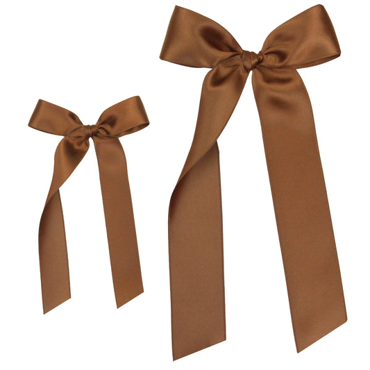 Chocolate Satin Bow | Sash Clip