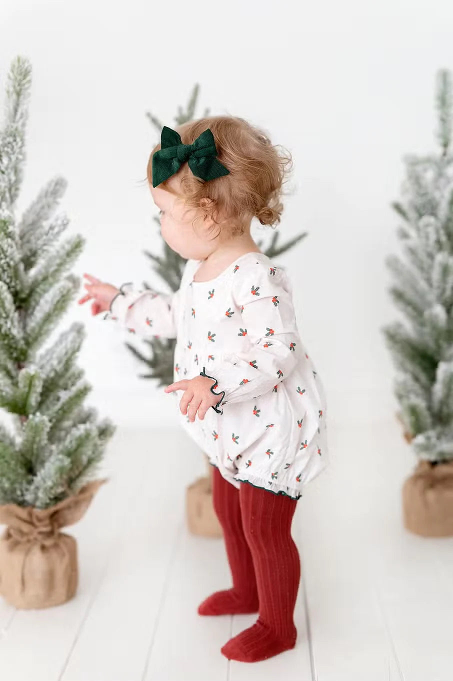 Thalia Bubble in Holly Berry | Poplin Cotton Romper
