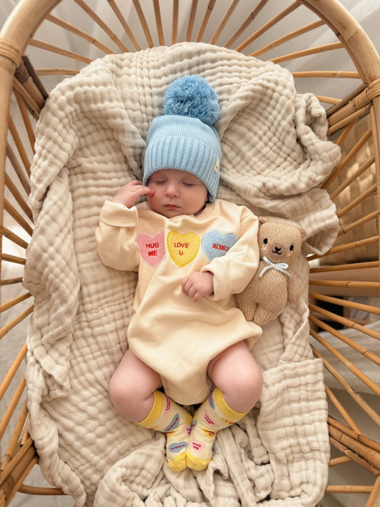 Candy Hearts Bubble Romper | Cream