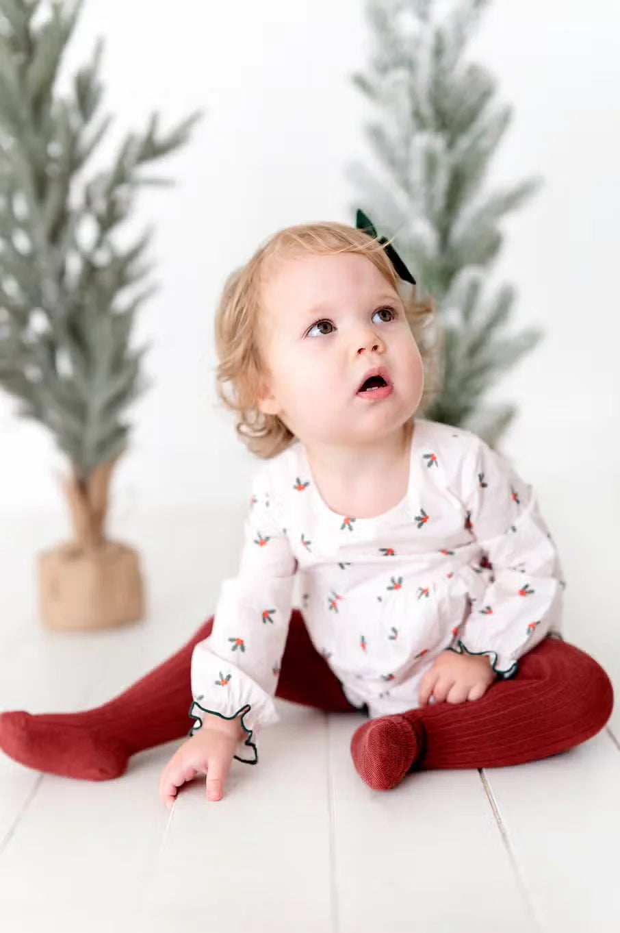 Thalia Bubble in Holly Berry | Poplin Cotton Romper