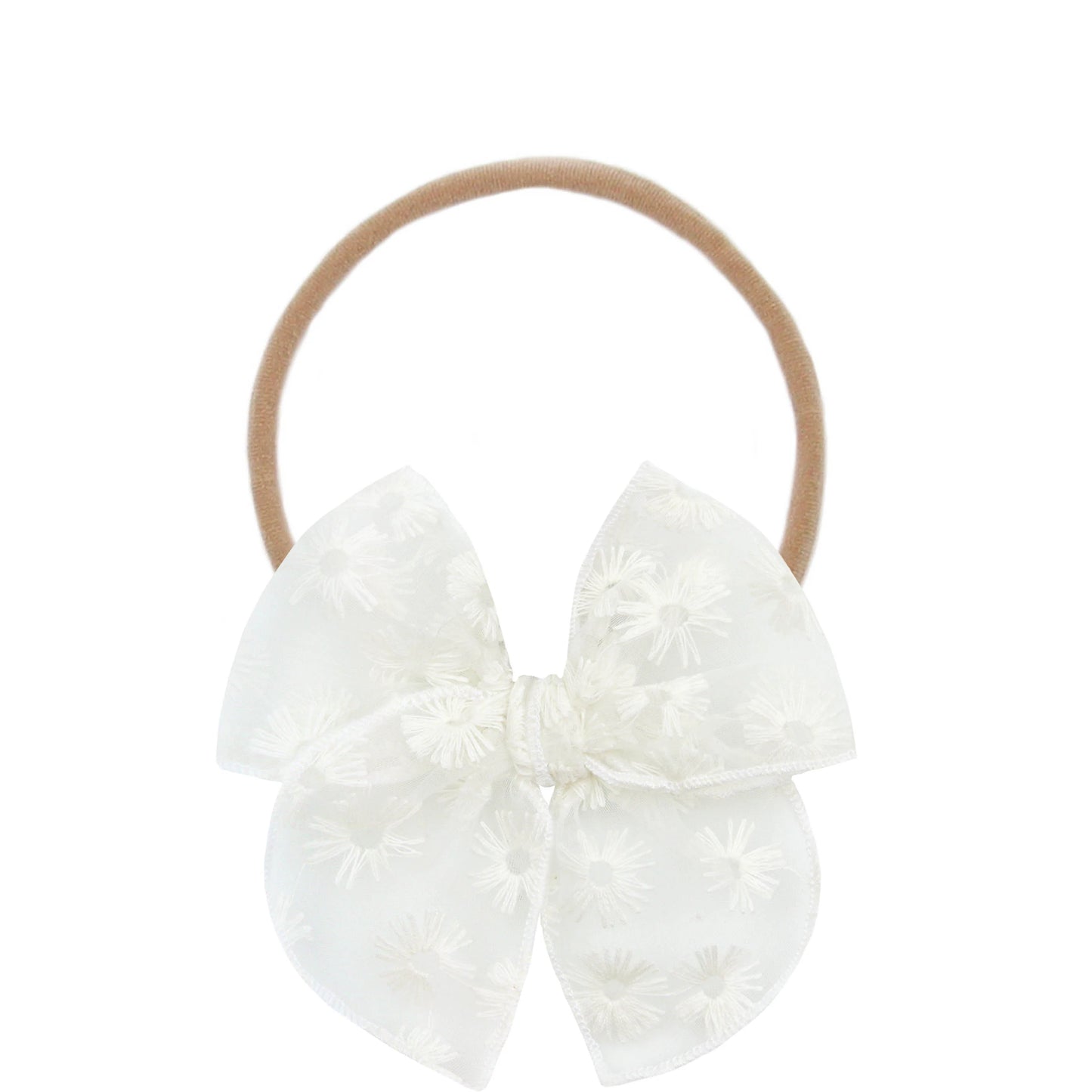 Daisy Lace Heirloom Bow | Nylon Headband