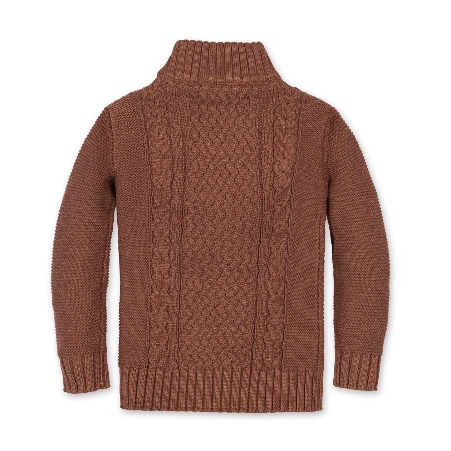 Organic Mock Neck Cable Sweater | Cinnamon Heather