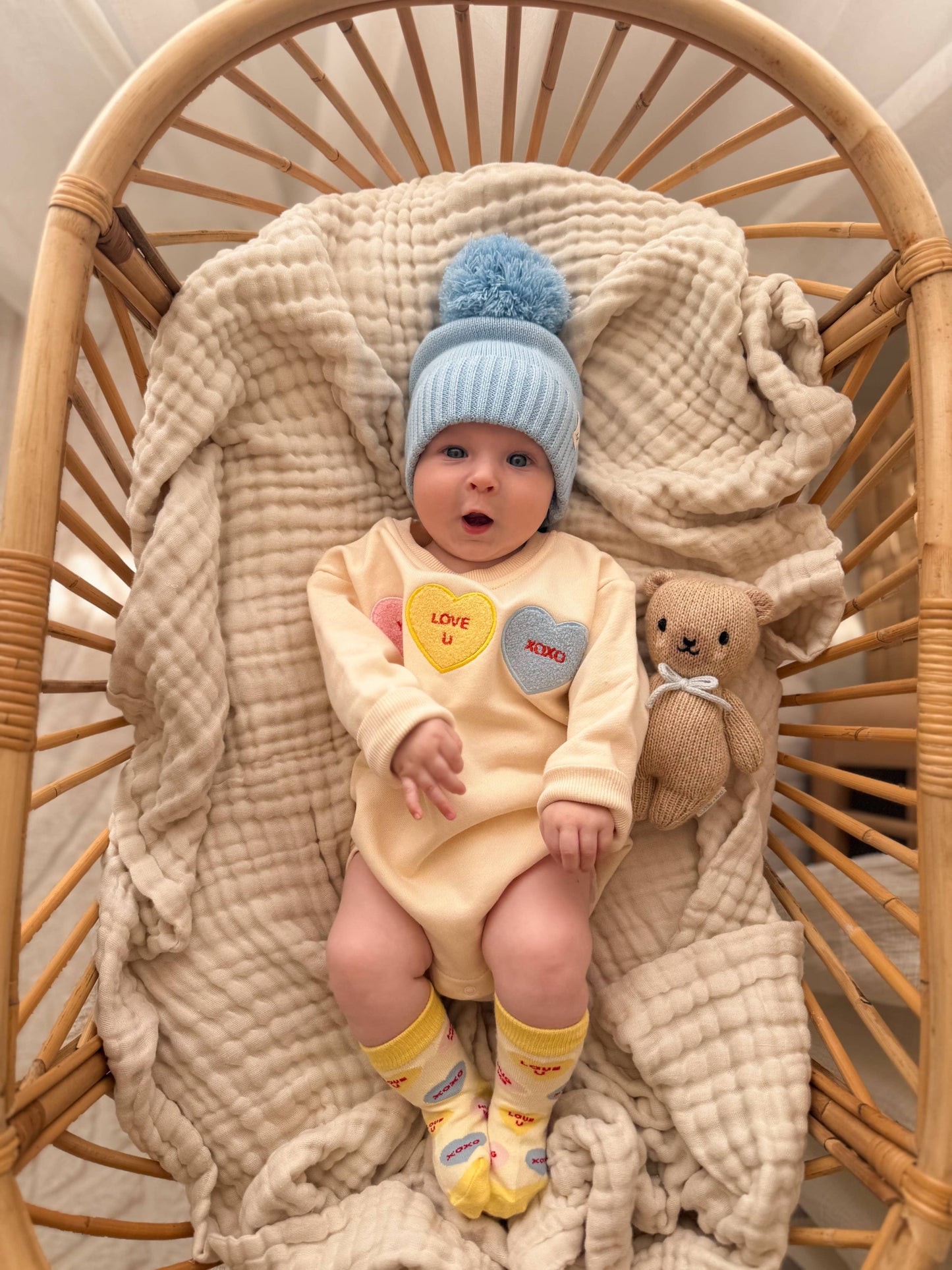 Candy Hearts Bubble Romper | Cream