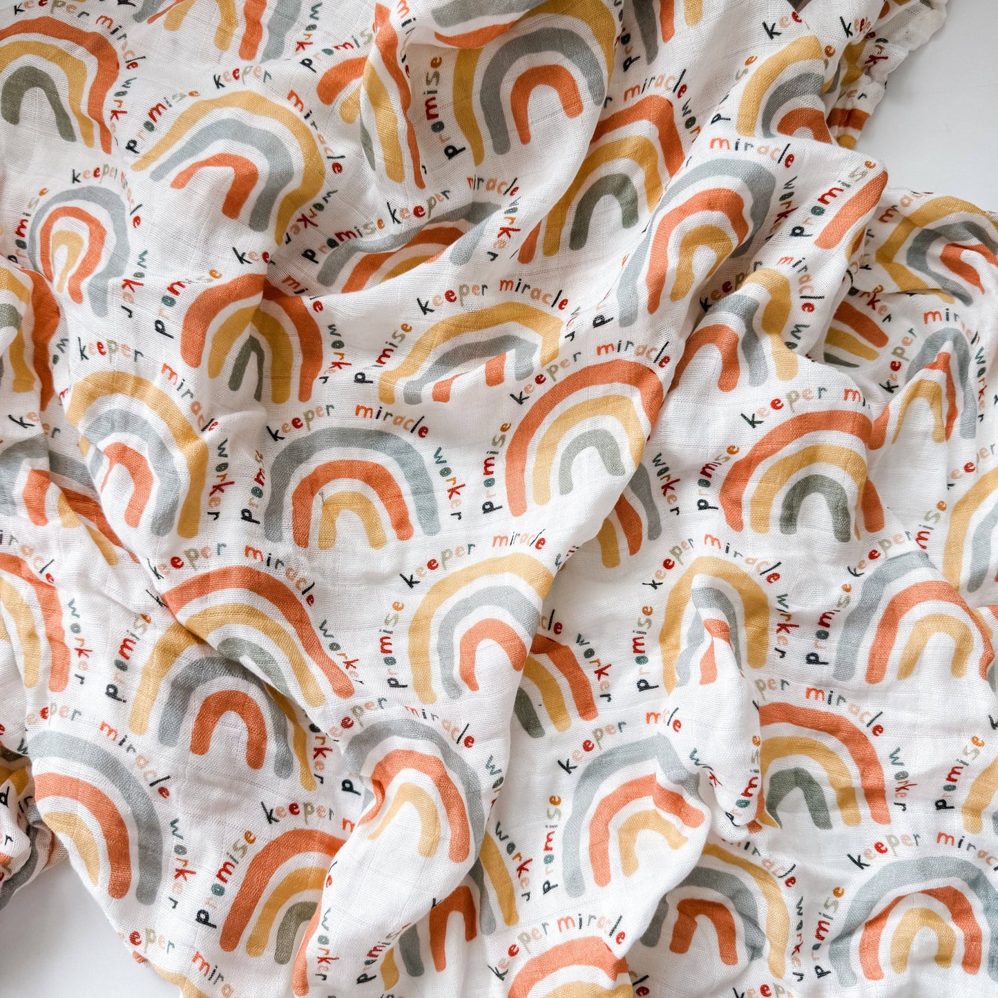 Muslin Baby Swaddle Blanket | Promise Keeper Rainbows