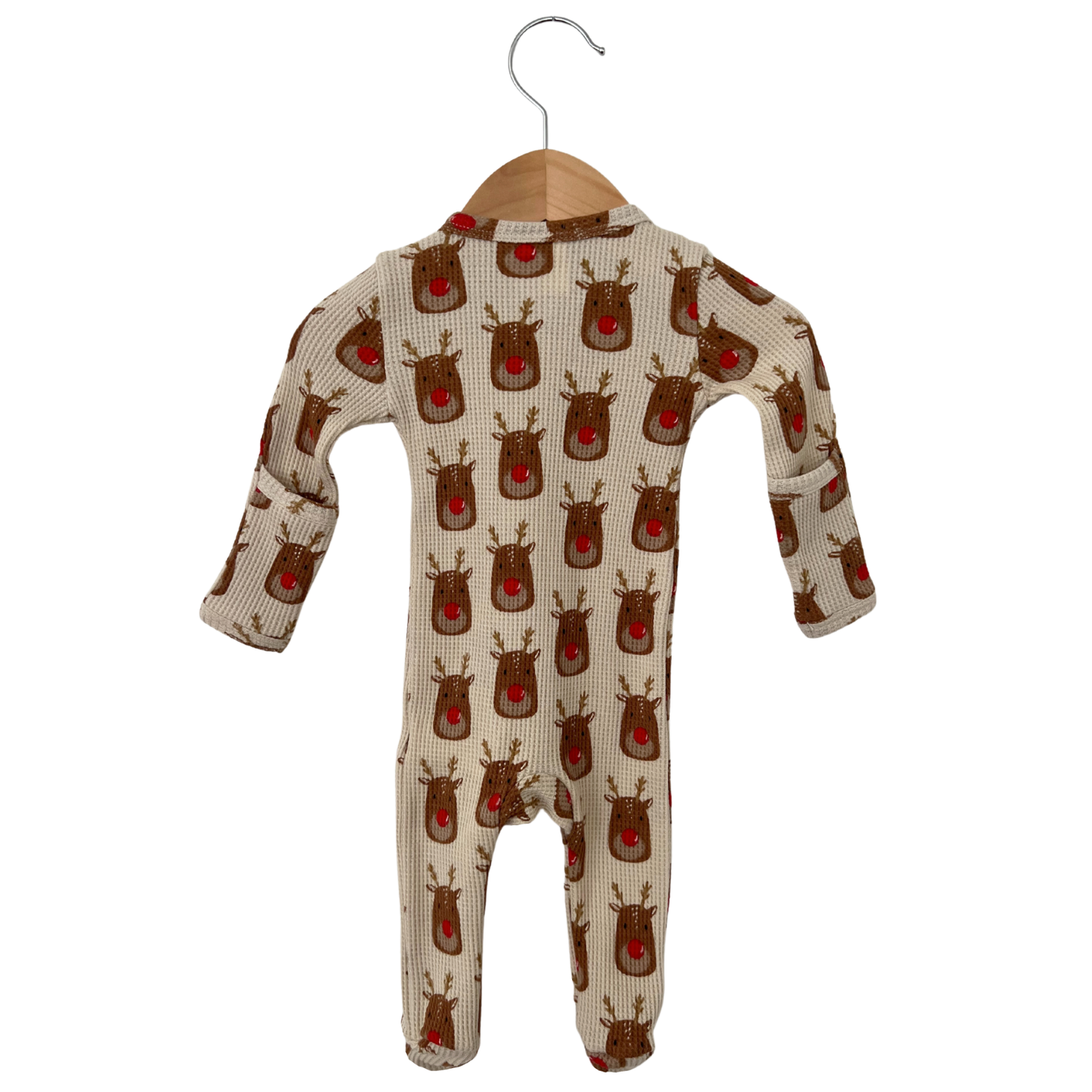 Organic Waffle Footie Sleeper | Reindeer