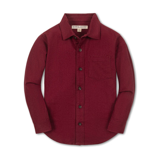 Organic Flannel Dress Shirt | Dark Red
