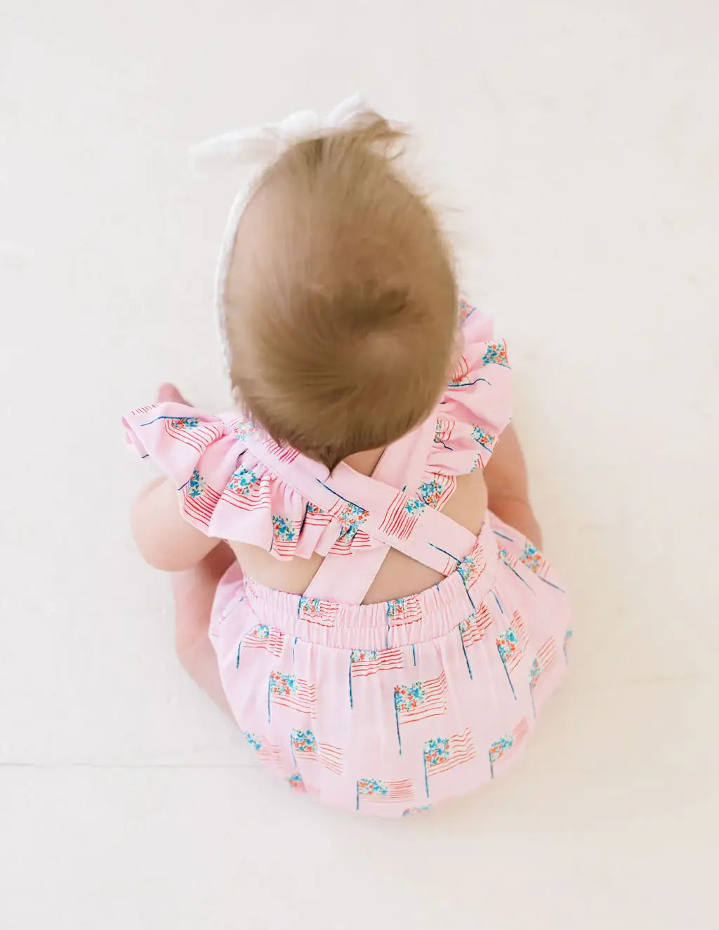 Emmy Bubble Romper in Pink Flags