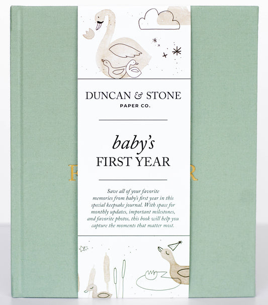 Baby's First Year Memory Book & Photo Album | Sage Green