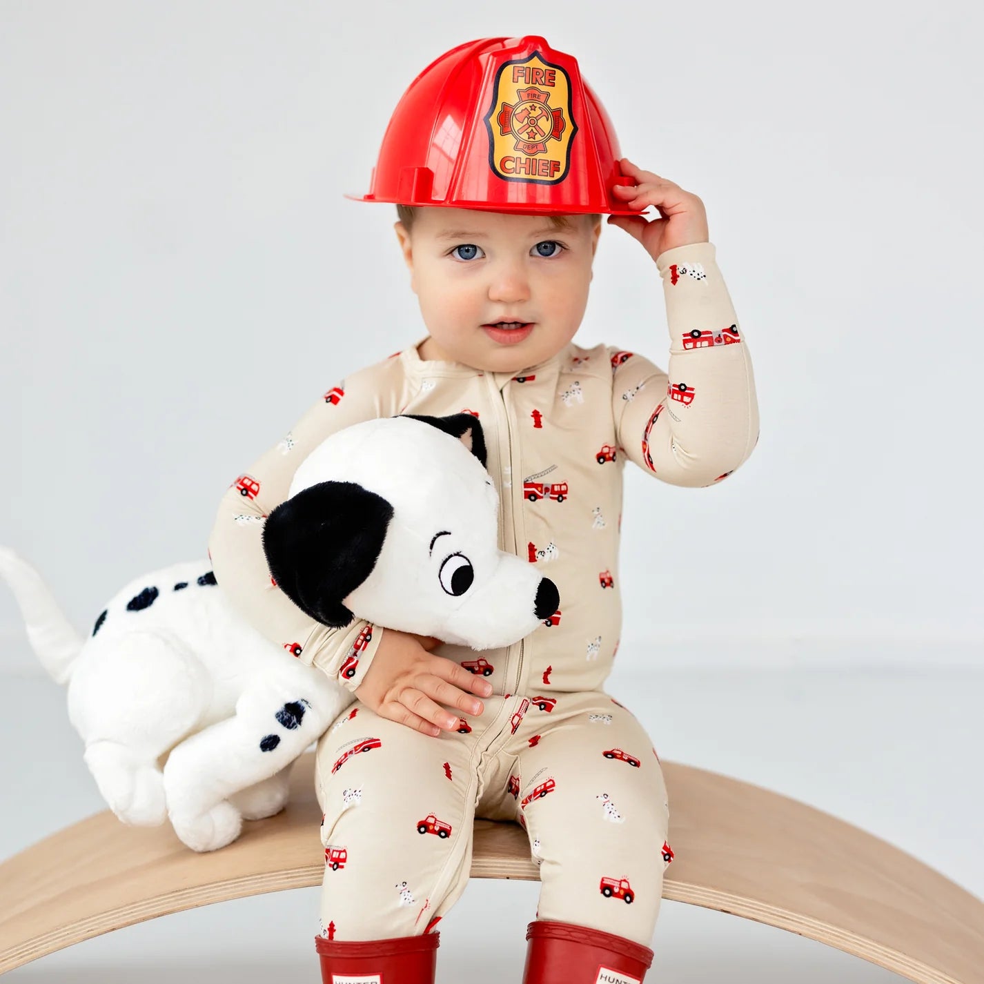 Bamboo Zip Sleeper w/ Fold-Over Feet | FireTrucks