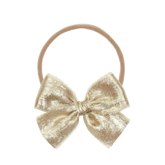 Gold Chiffon Bow | Nylon Headband