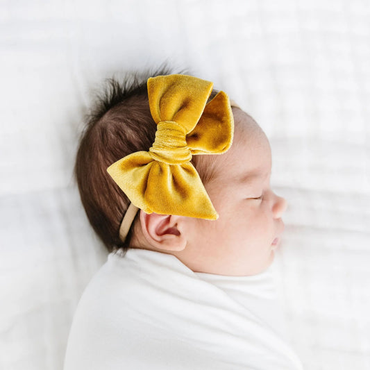 Honey Velvet Bow | Nylon Headband