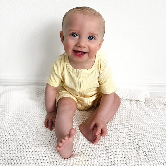 Bamboo Summer Zip Romper | Lemon Yellow
