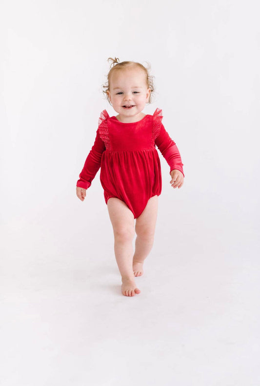 Leah Romper in Red Sparkle