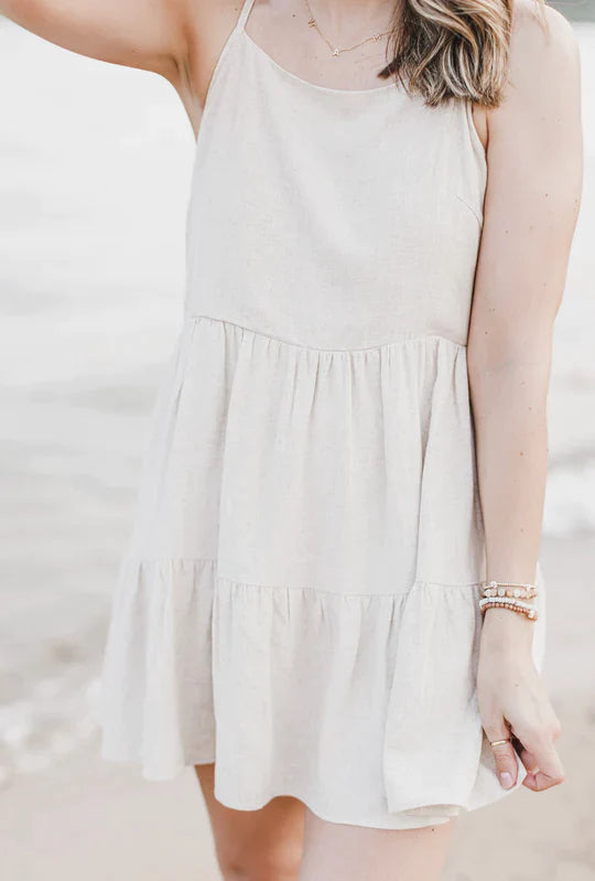 Women's Linen Tiered Dress | Sand