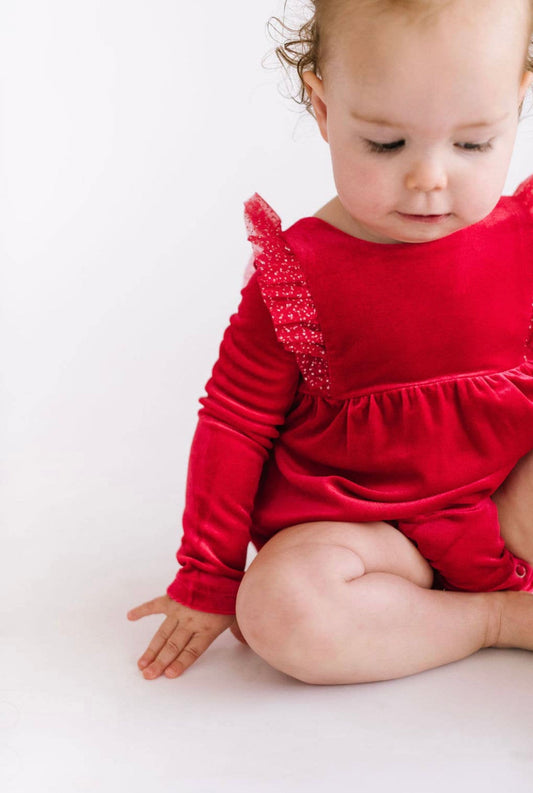 Leah Romper in Red Sparkle