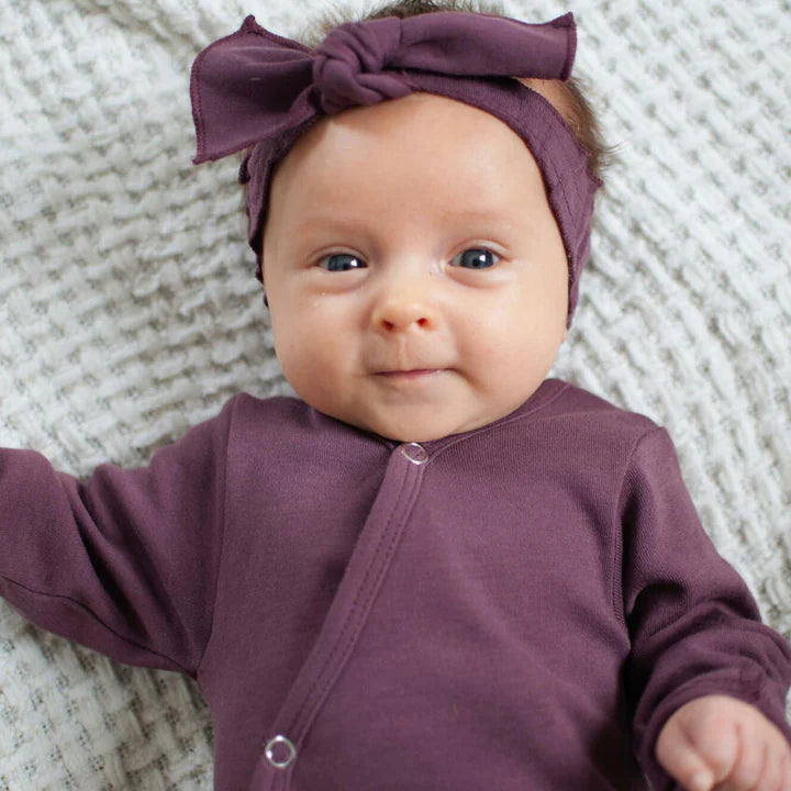Organic Smocked Tie Headband | Plum