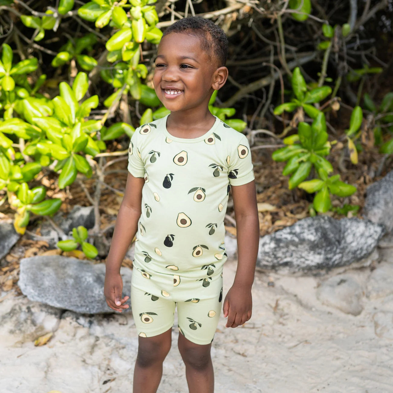 Short Sleeve Bamboo Cotton Pajama Set | Avocado