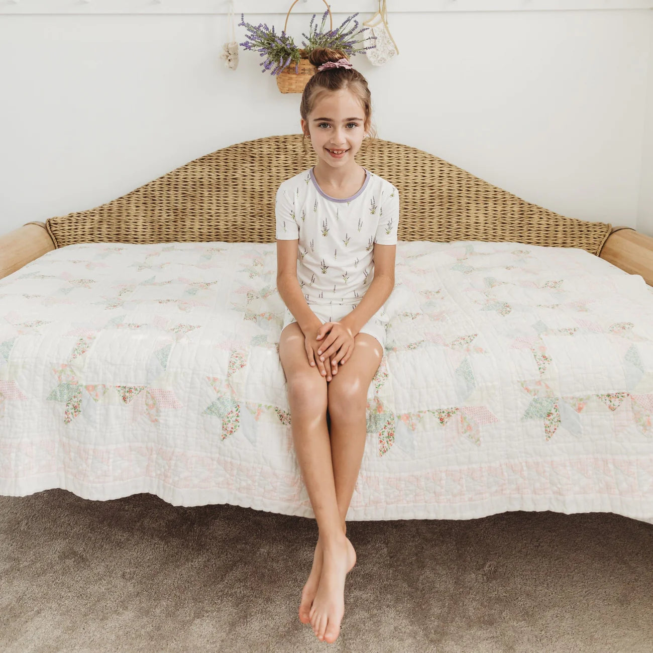 Short Sleeve Bamboo Cotton Pajama Set | Lavender