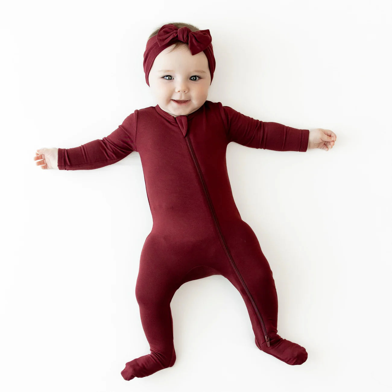 Bamboo Zippered Footie | Burgundy