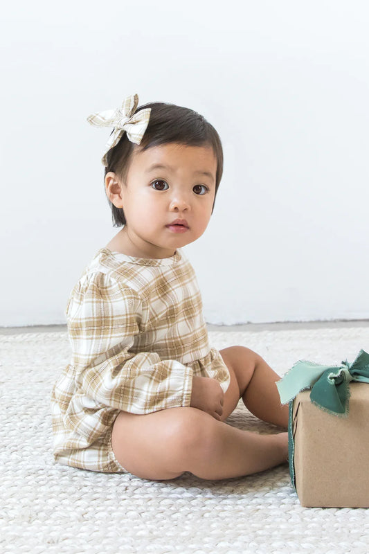 Bristol Flannel Romper | Latte Plaid