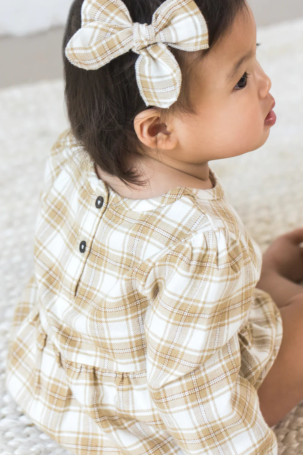 Bristol Flannel Romper | Latte Plaid
