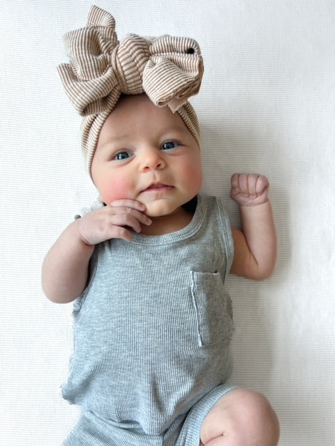 Heather Grey Ribbed Tank & Biker Short