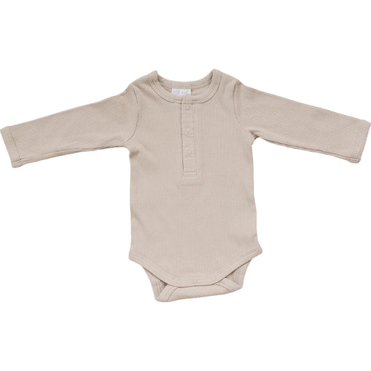 Organic Cotton Long Sleeve Ribbed Bodysuit | Oatmeal
