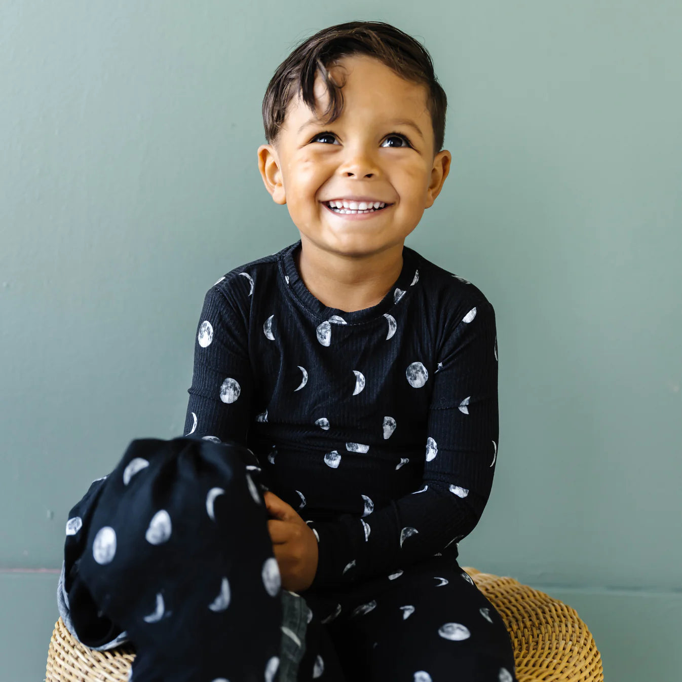 Two-Piece Ribbed Bamboo Pajama Set | Moon Phases