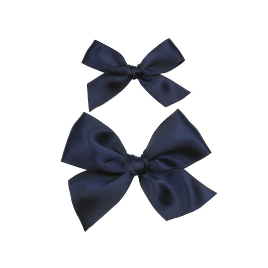 Midnight Blue Satin Bow | Clip