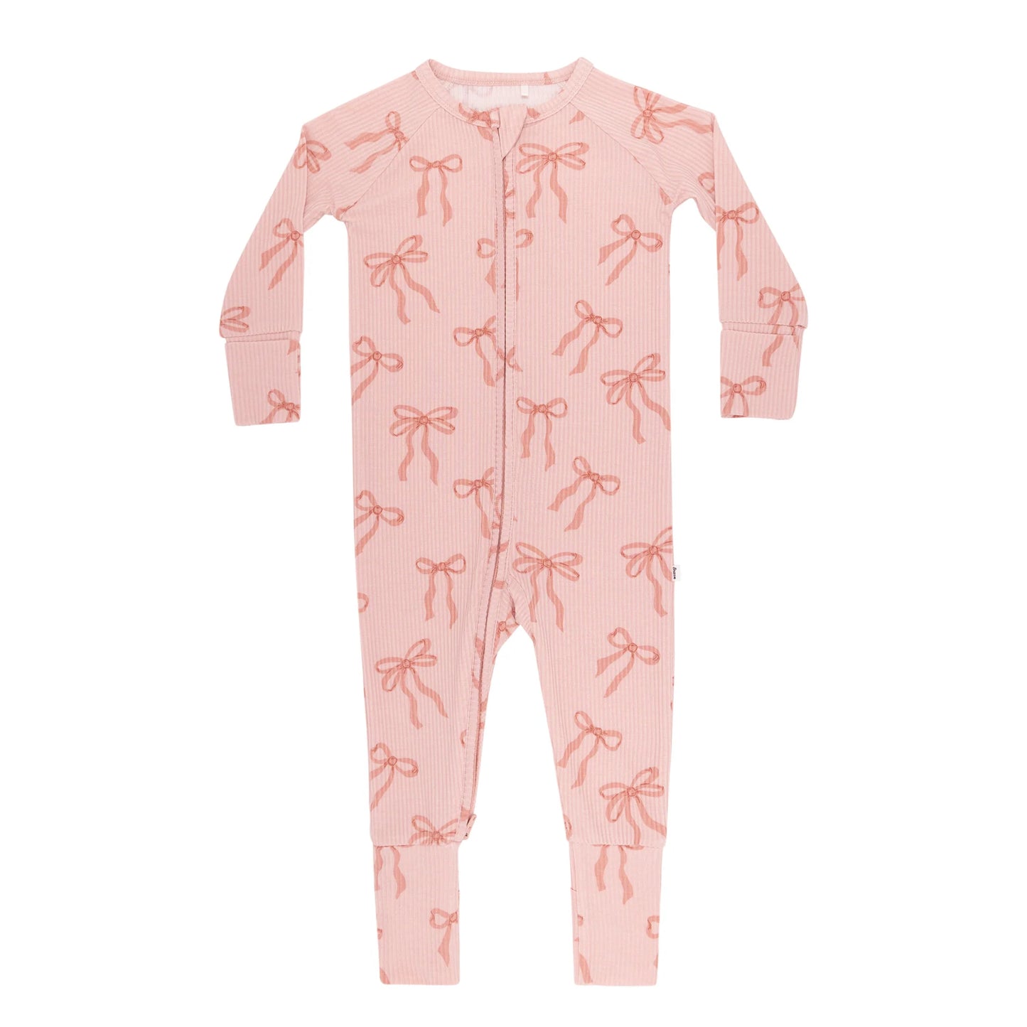 Bamboo Zip Sleeper w/ Fold-Over Feet | Coquette Bows