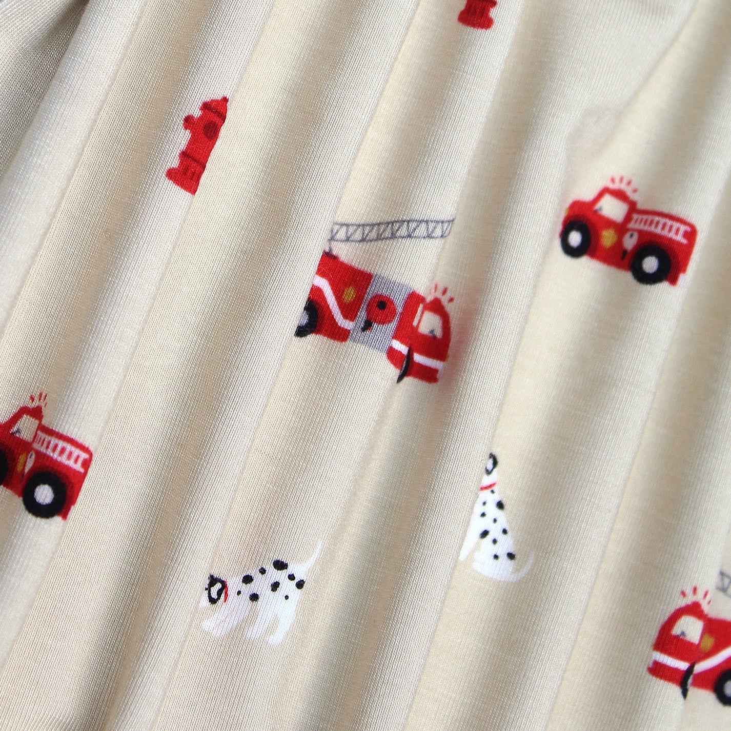 Bamboo Zip Sleeper w/ Fold-Over Feet | FireTrucks