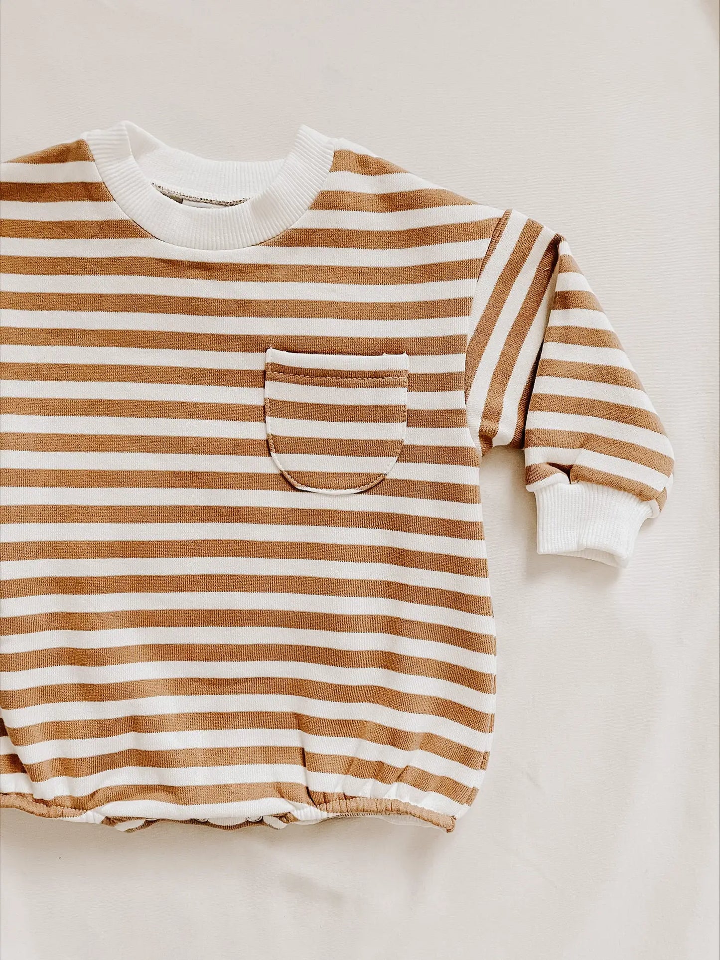 Sweatshirt Romper | Camel Stripe