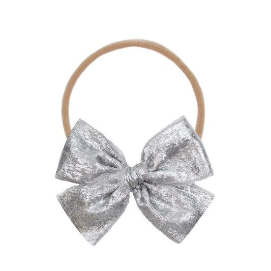 Chrome Shimmer Chiffon Bow | Nylon Headband
