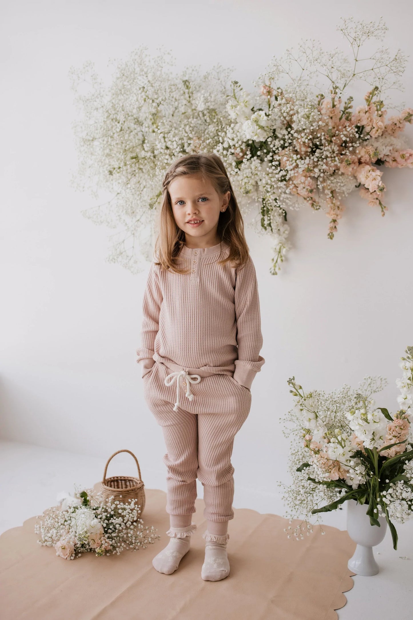 Organic Cotton Waffle Pant | Dusky Rose