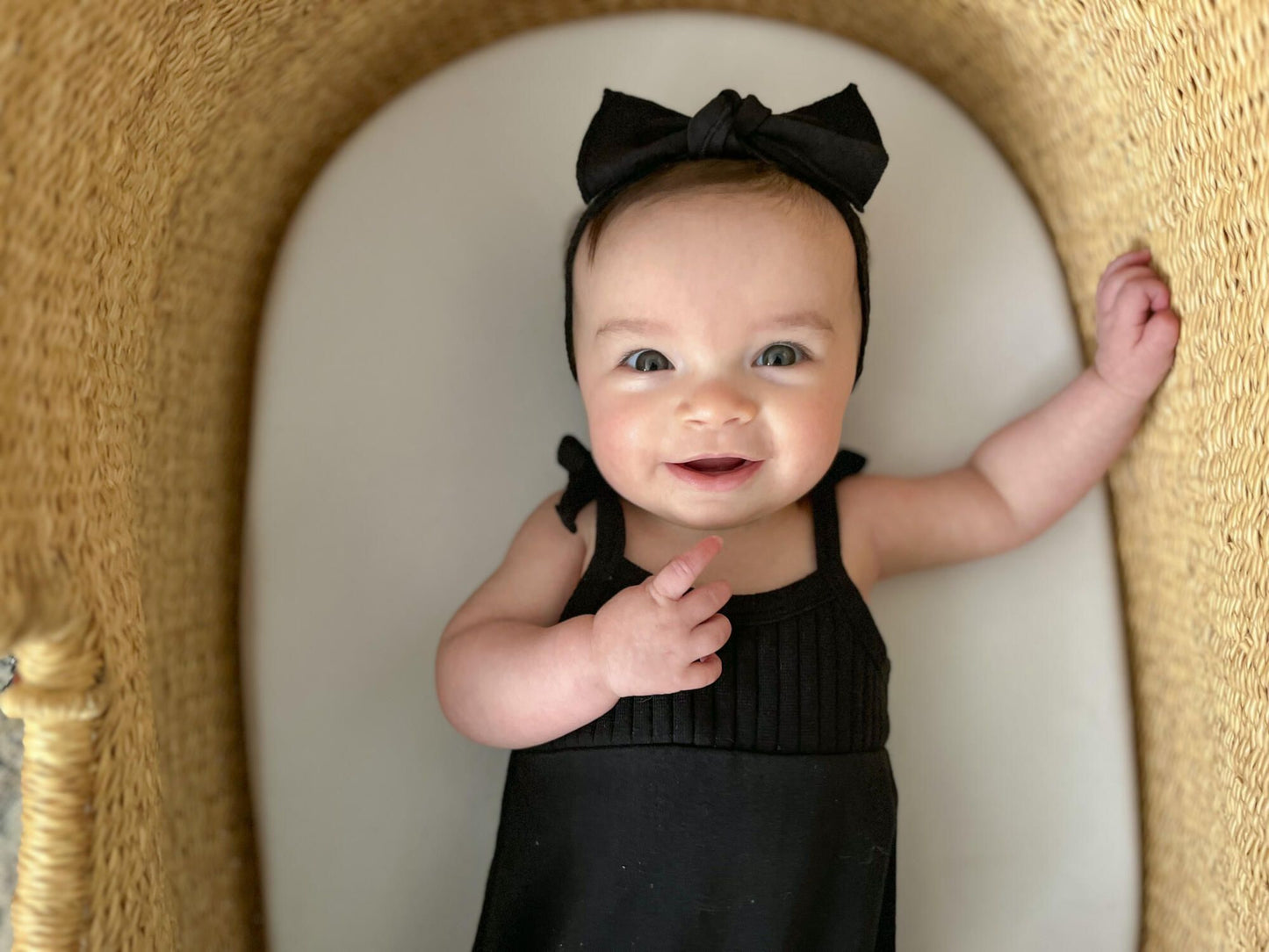 Ribbed Tie-Shoulder Bodysuit | Black