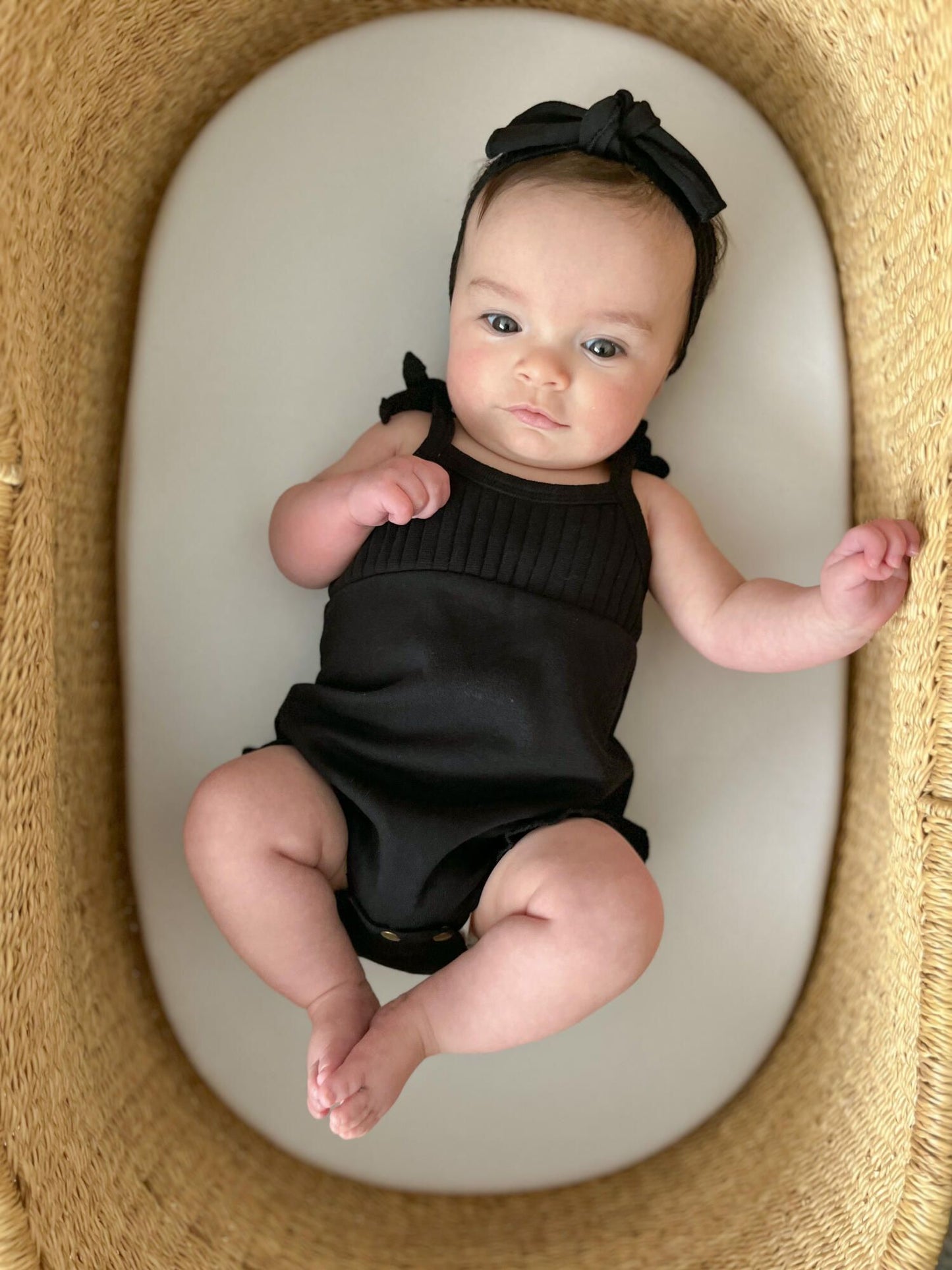 Ribbed Tie-Shoulder Bodysuit | Black