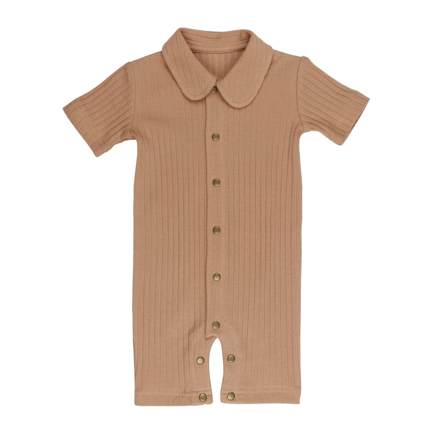 Ribbed Collared Romper | Adobe