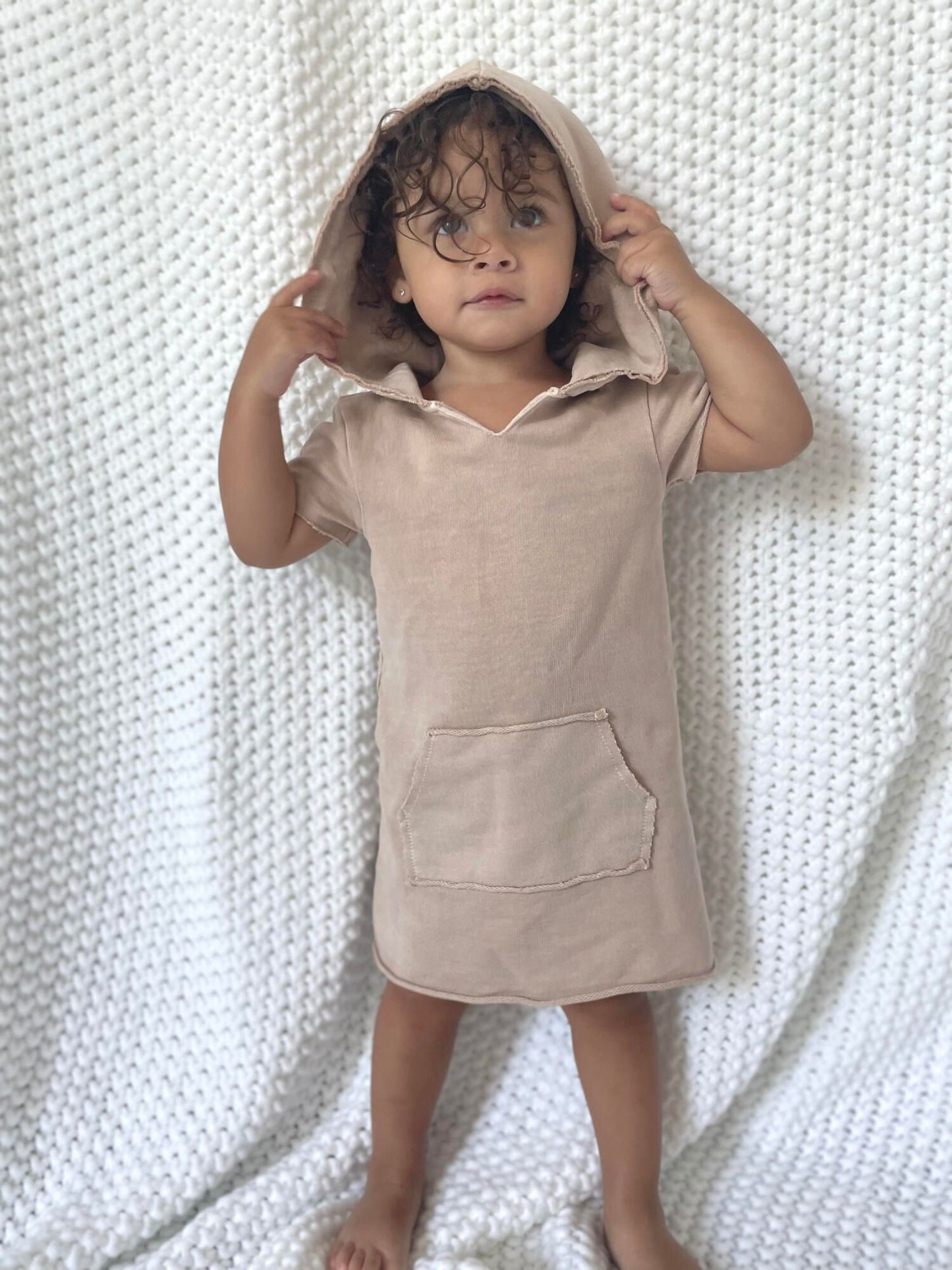 French Terry Hoodie Dress | Oatmeal