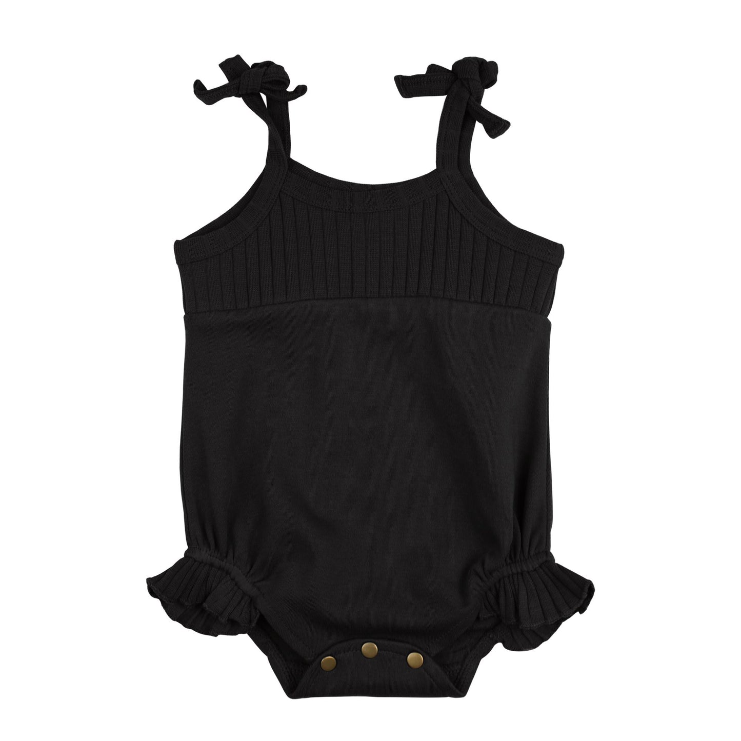 Ribbed Tie-Shoulder Bodysuit | Black