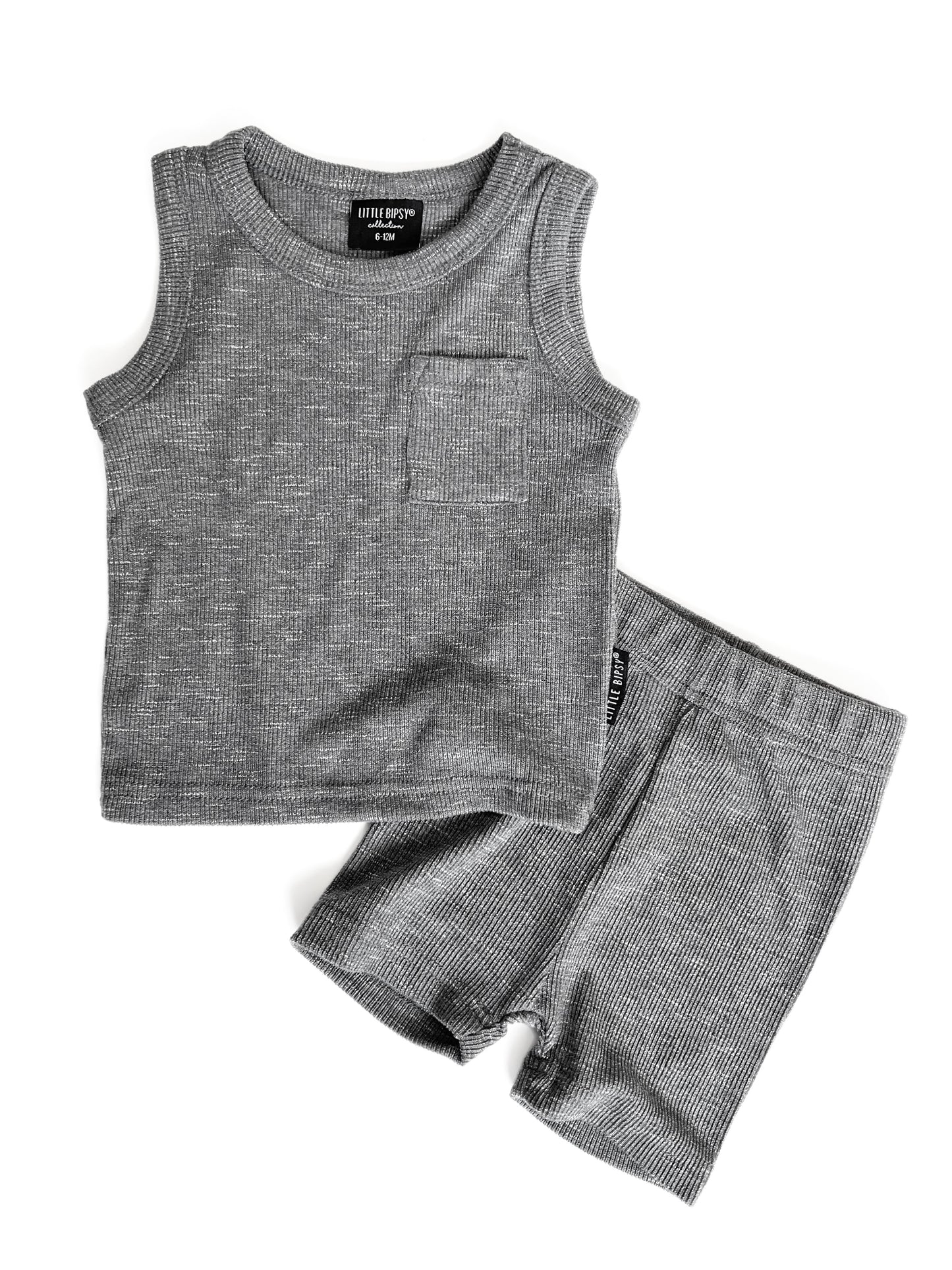 Ribbed Biker Short | Grey