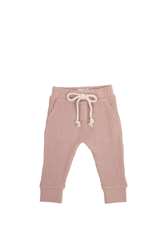 Organic Cotton Waffle Pant | Dusky Rose