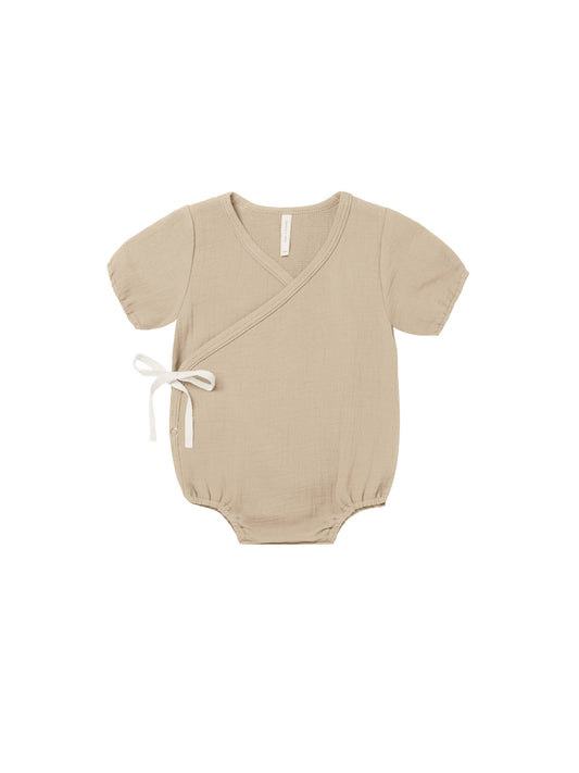 Woven Wrap Romper | Latte
