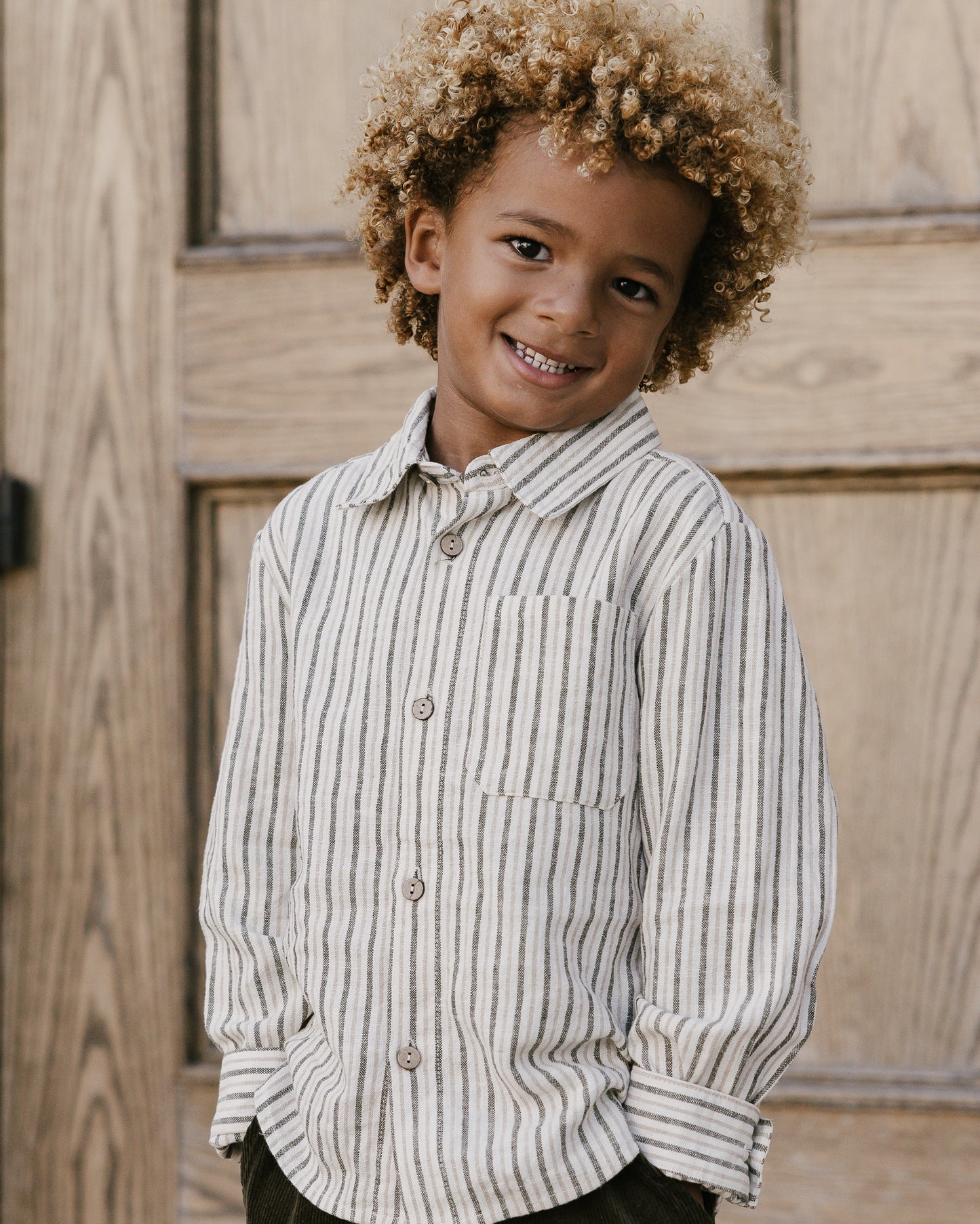 Collared Long Sleeve Shirt | Micro Stripe