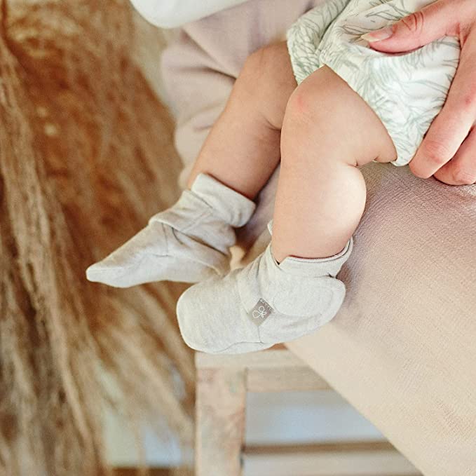 Organic Cotton Stay-On Baby Booties | Storm Grey