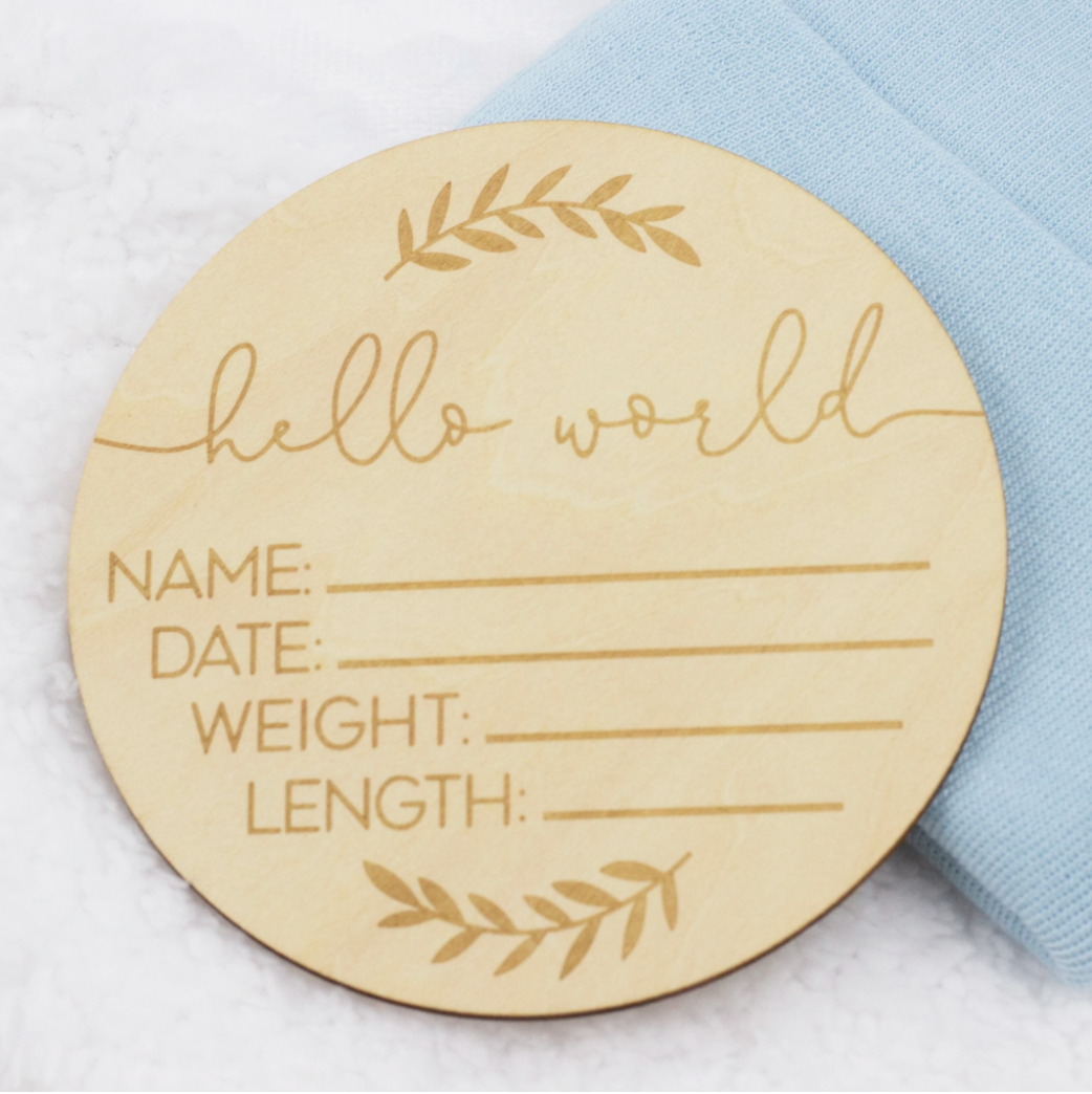 Birth Announcement Wood Disc